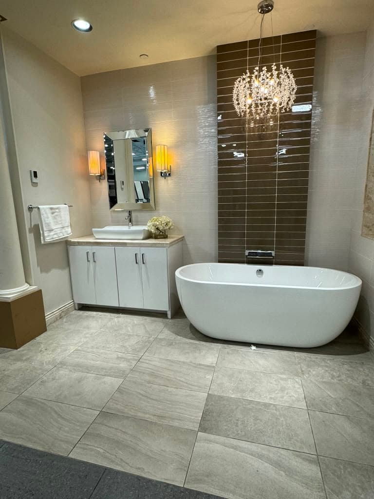 Bathroom remodel with freestanding tub