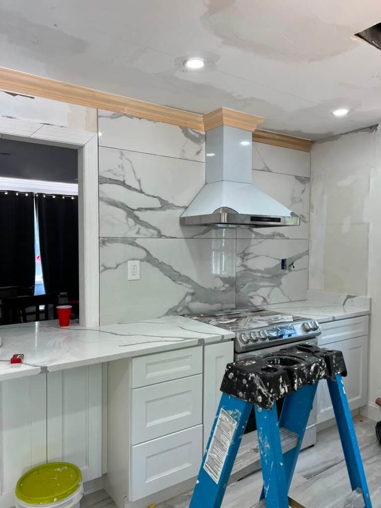 Kitchen backsplash, in progress