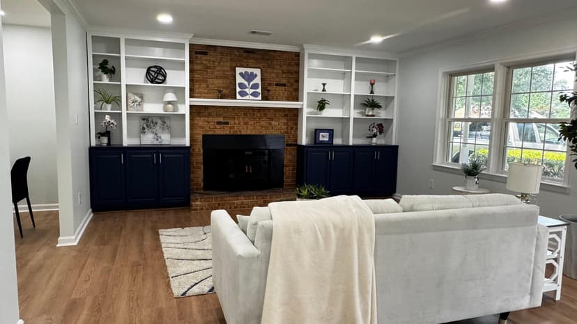 Living room remodel, detail view